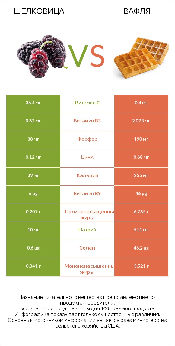 Шелковица vs Вафля infographic