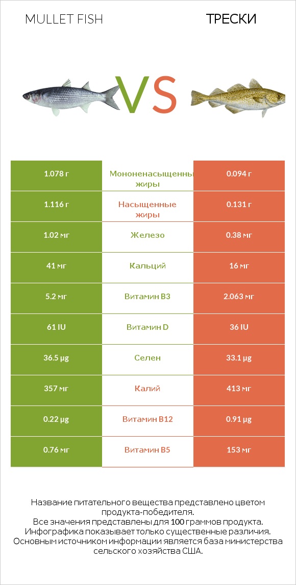 Mullet fish vs Трески infographic