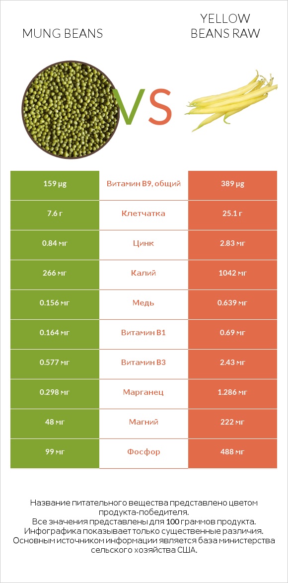 Mung beans vs Yellow beans raw infographic