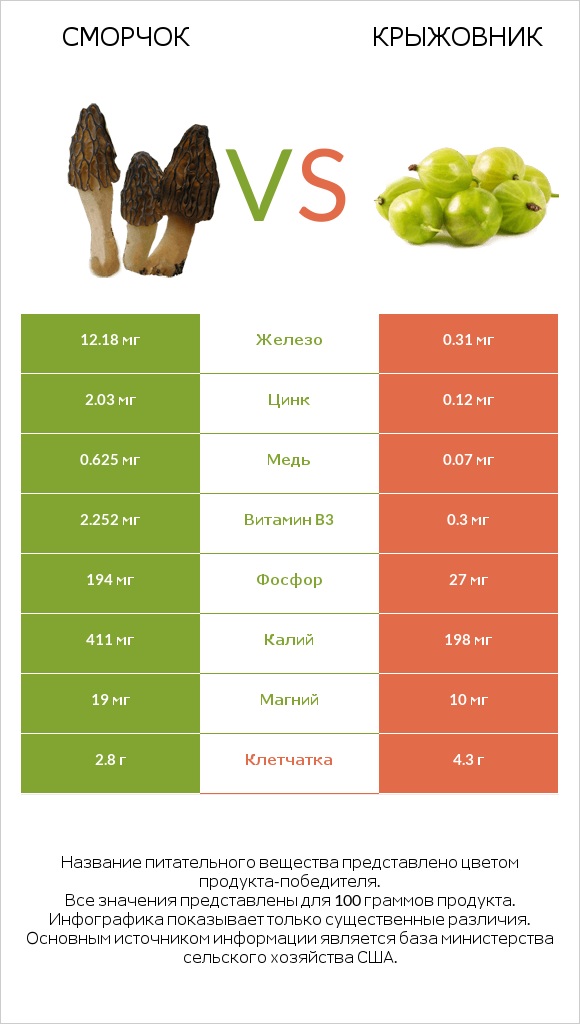 Сморчок vs Крыжовник infographic