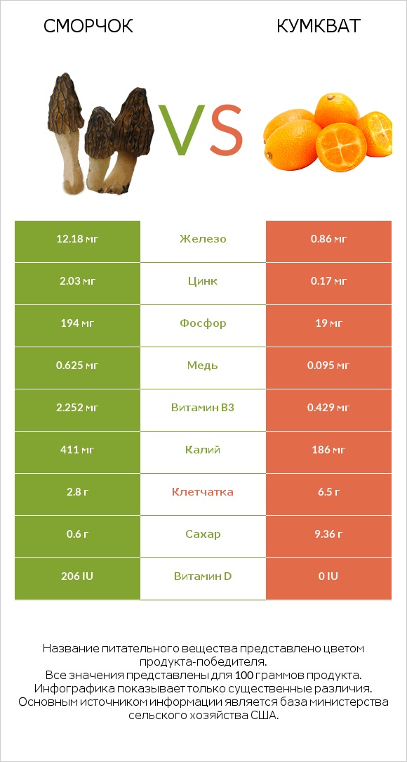 Сморчок vs Кумкват infographic