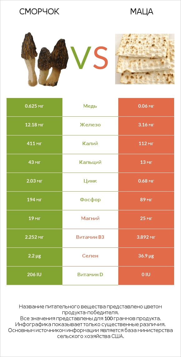 Сморчок vs Маца infographic