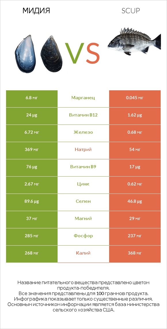 Мидия vs Scup infographic