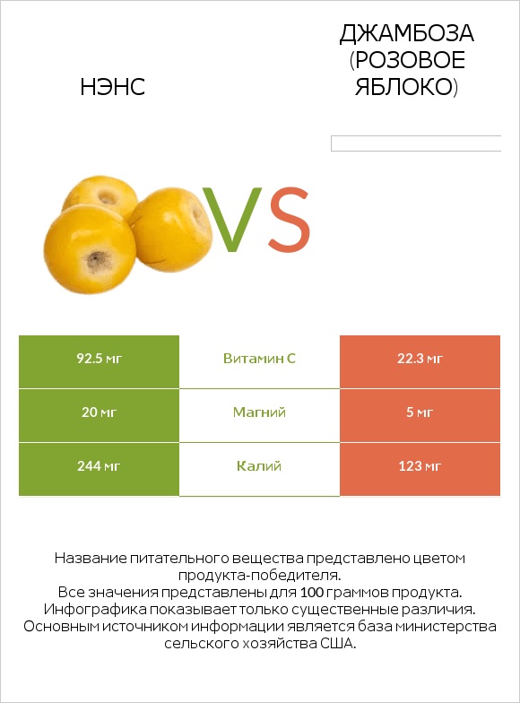 Нэнс vs Джамбоза (розовое яблоко) infographic