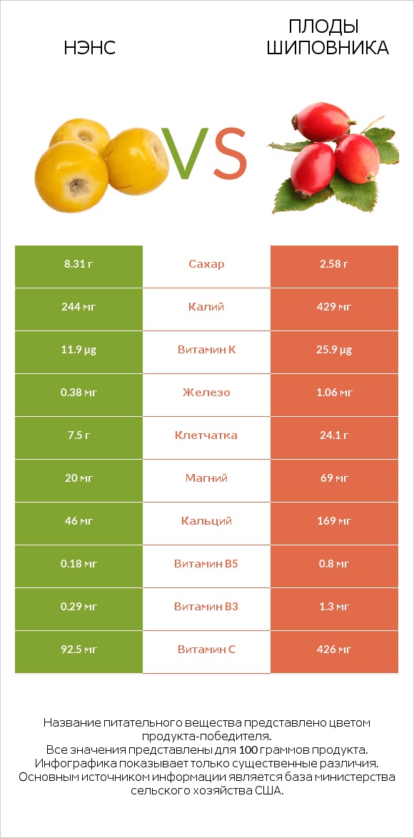 Нэнс vs Плоды шиповника infographic