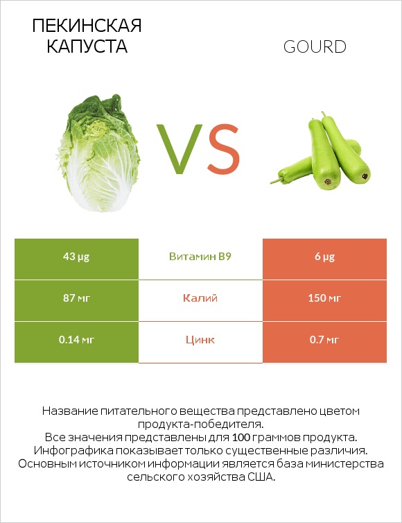 Пекинская капуста vs Gourd infographic