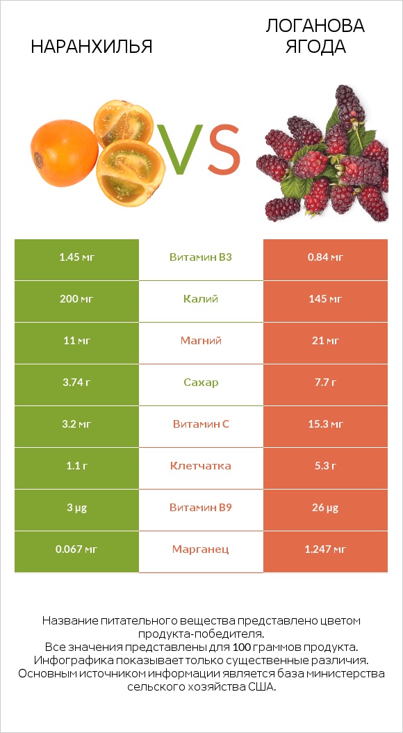 Наранхилья vs Логанова ягода infographic