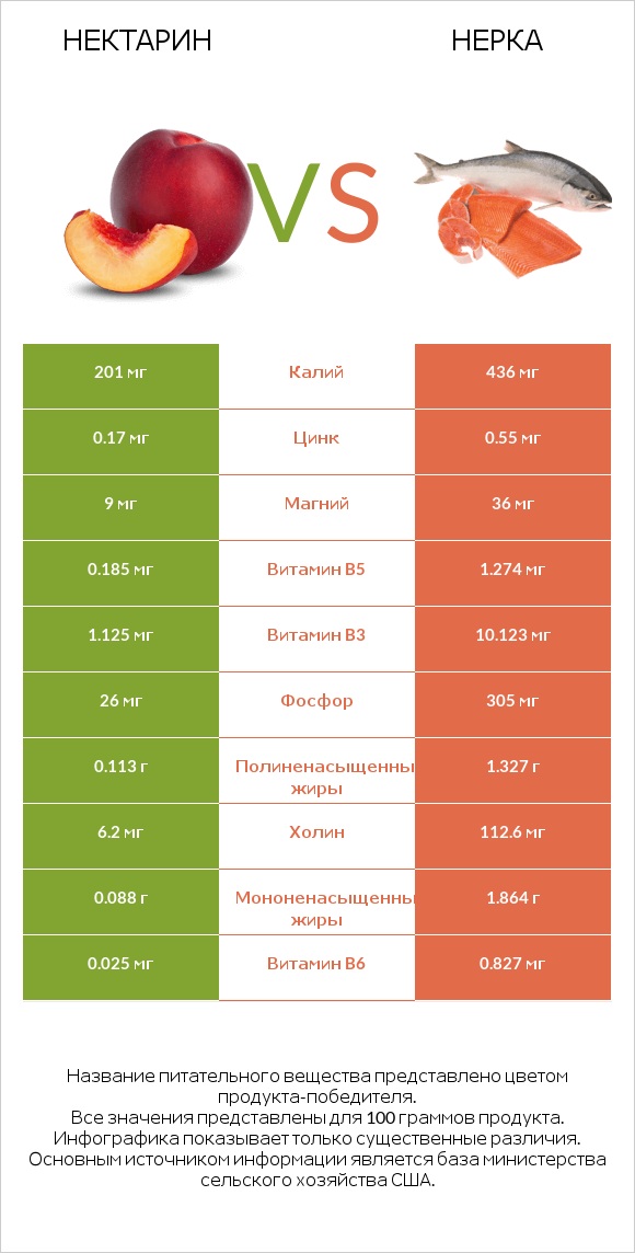 Нектарин vs Нерка infographic