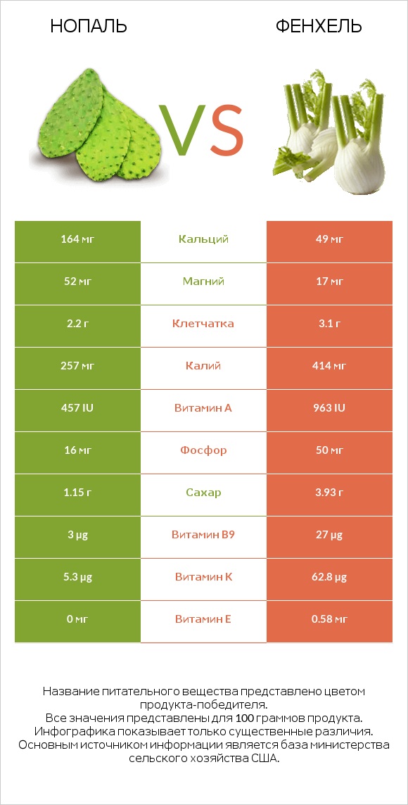 Нопаль vs Фенхель infographic