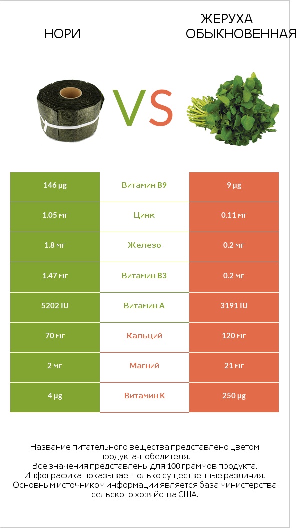 Нори vs Жеруха обыкновенная infographic