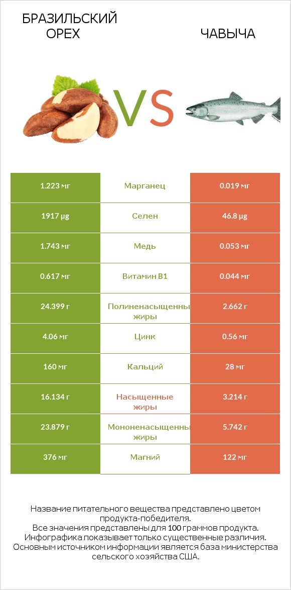 Бразильский орех vs Чавыча infographic