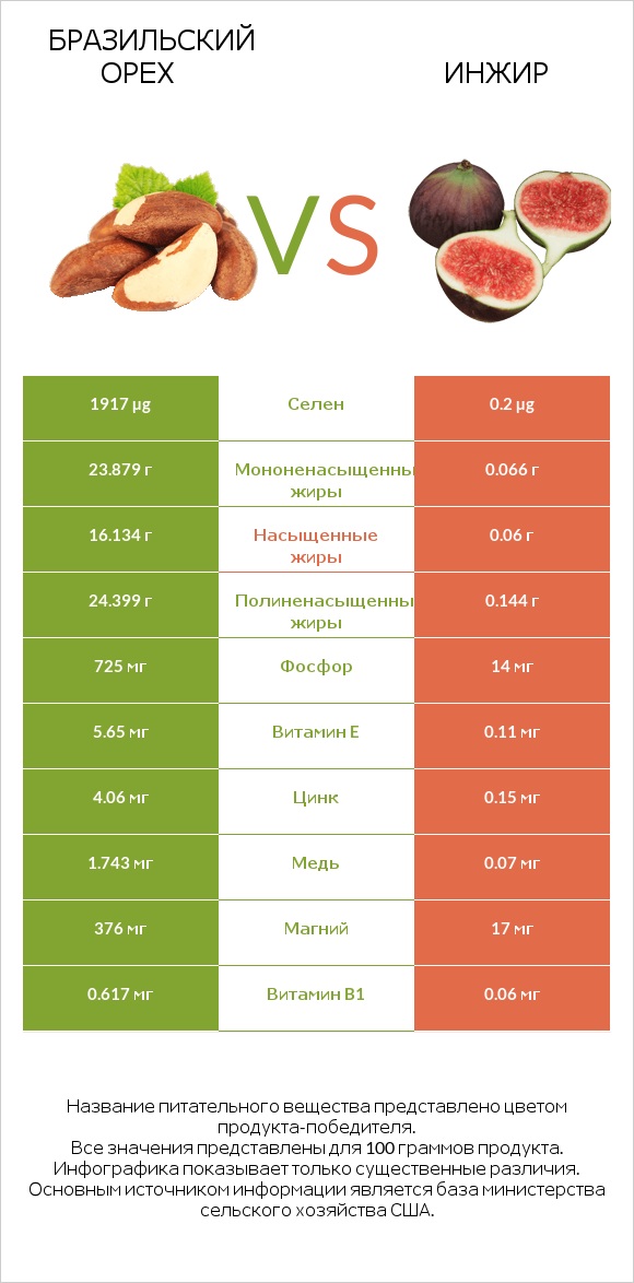 Бразильский орех vs Инжир infographic