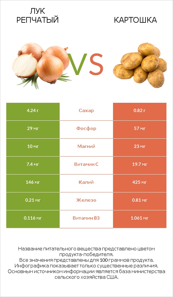 Лук vs Картошка infographic