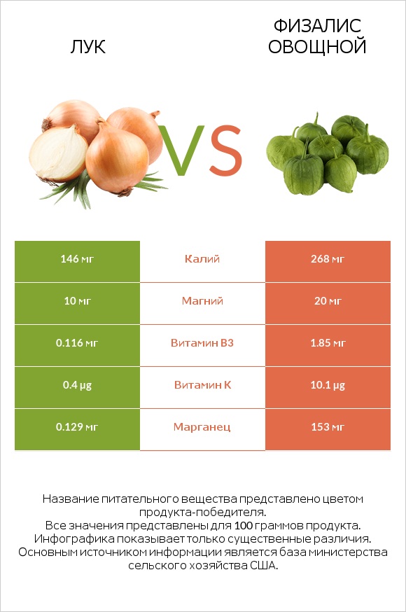 Лук vs Физалис овощной infographic