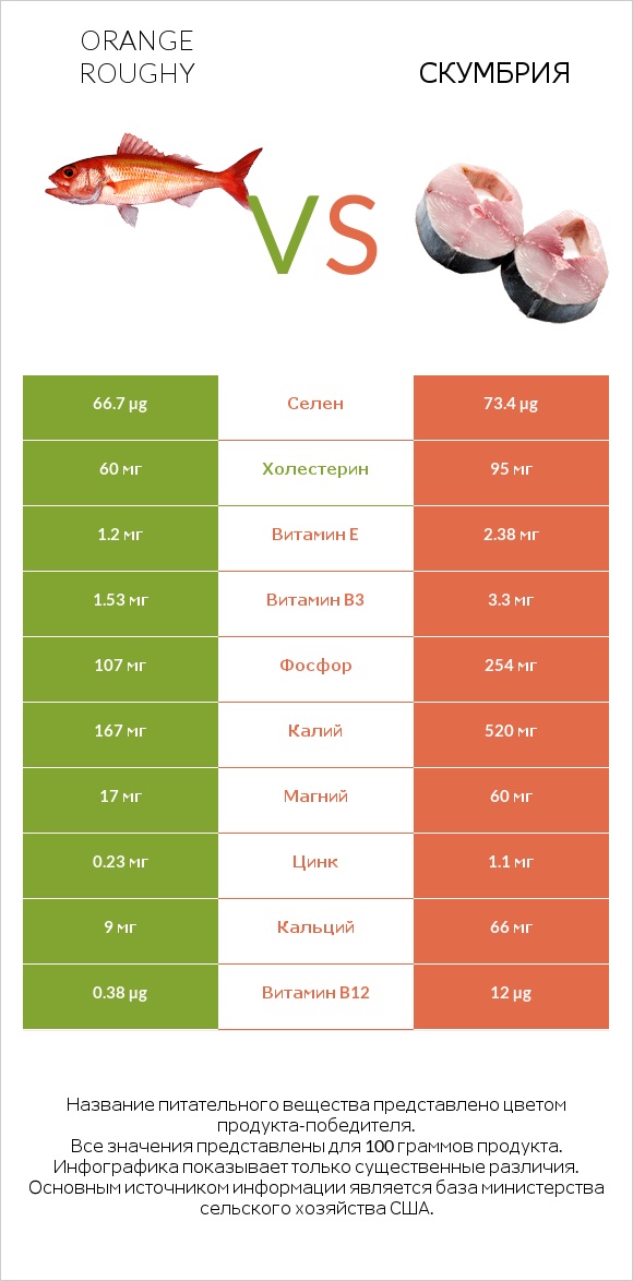 Orange roughy vs Скумбрия infographic