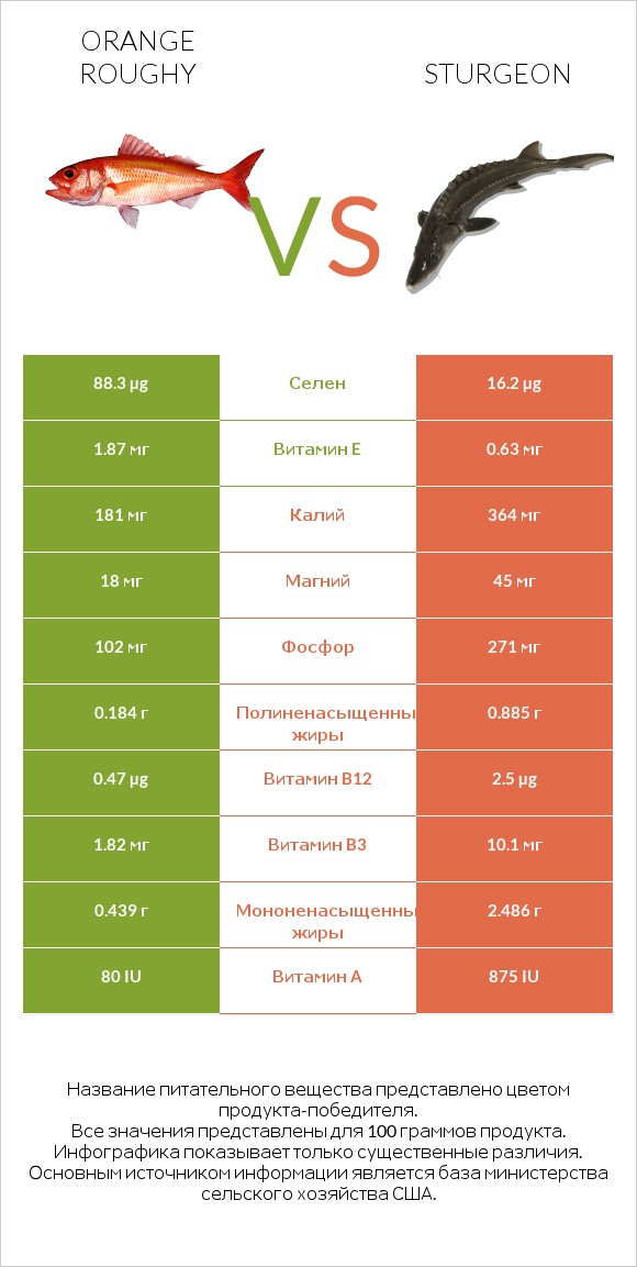 Orange roughy vs Sturgeon infographic