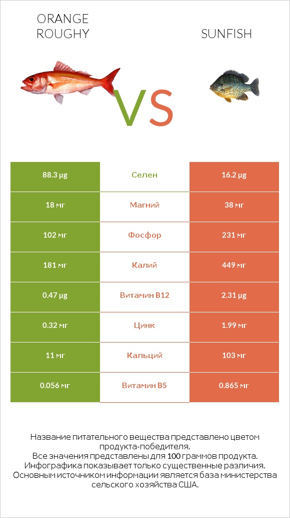 Orange roughy vs Sunfish infographic