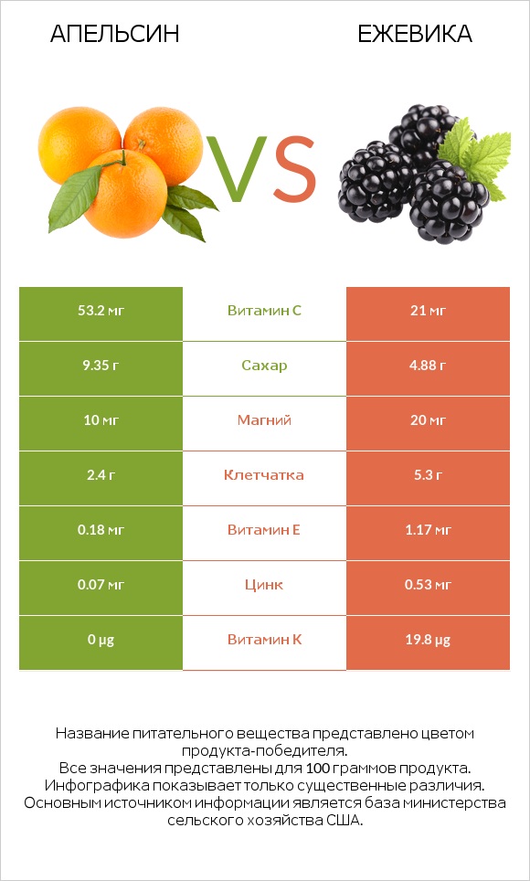 Апельсин vs Ежевика infographic