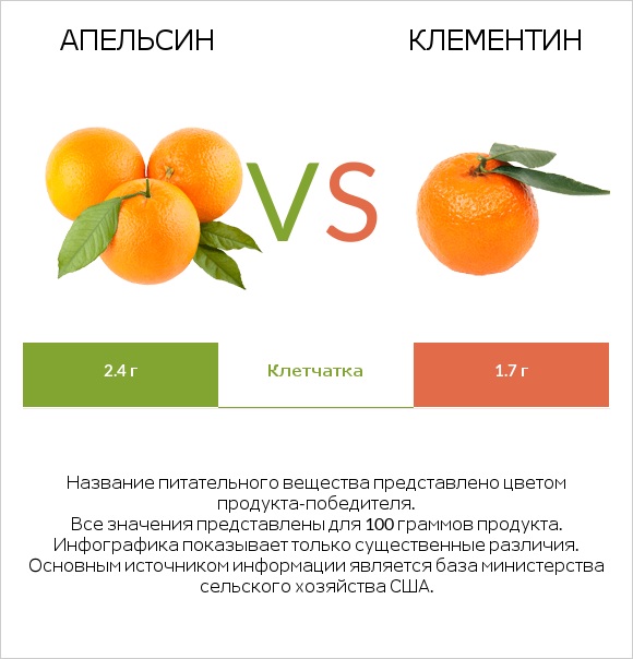 Апельсин vs Клементин infographic