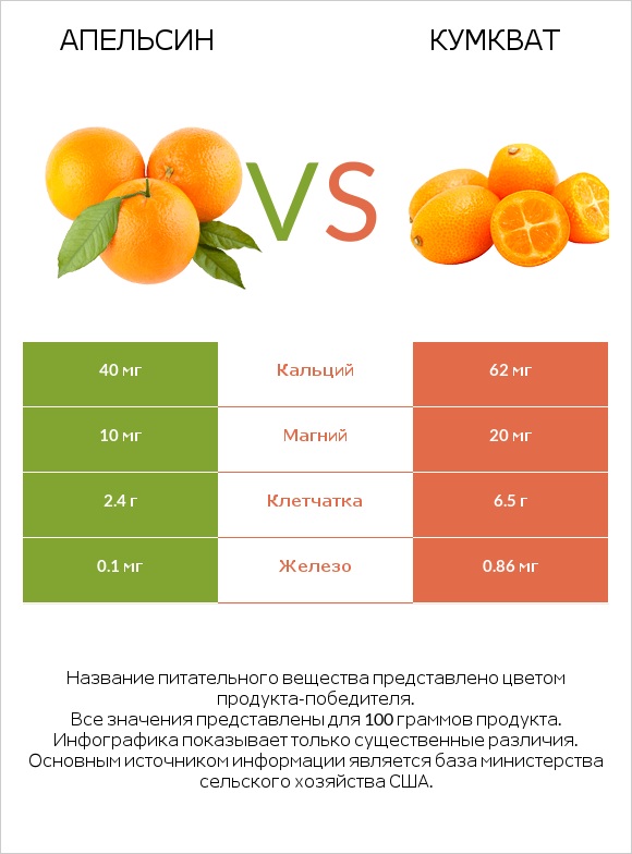 Апельсин vs Кумкват infographic