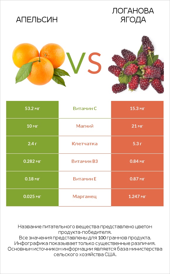 Апельсин vs Логанова ягода infographic