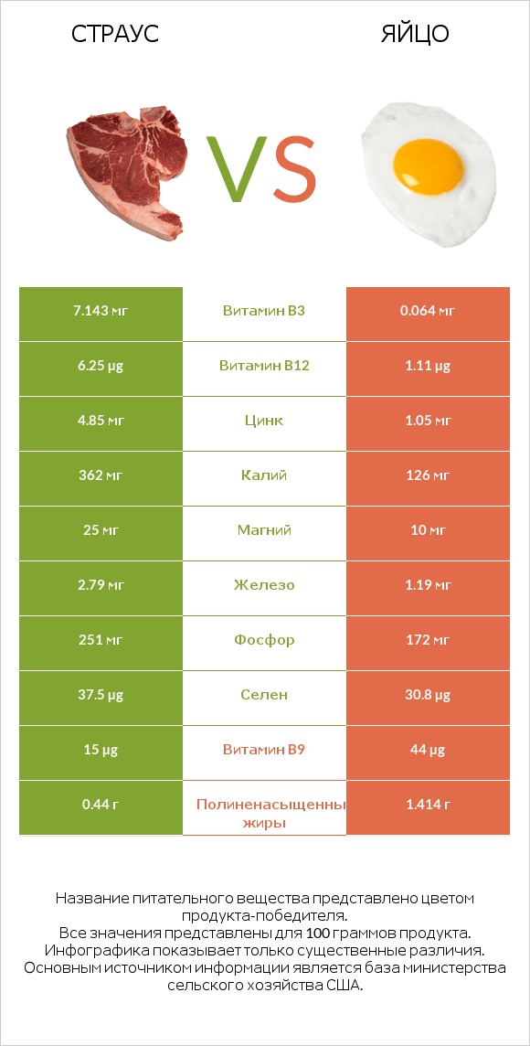 Страус vs Яйцо infographic