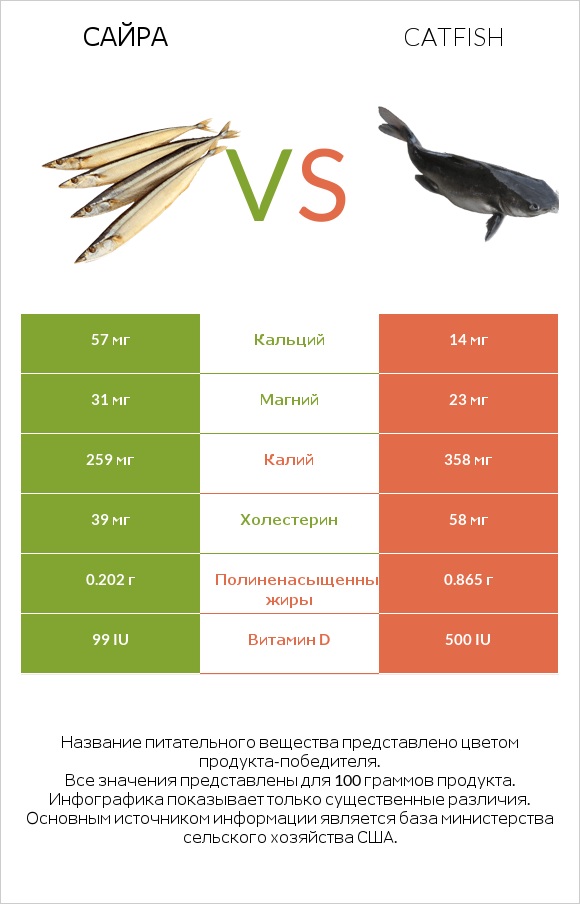 Сайра vs Catfish infographic