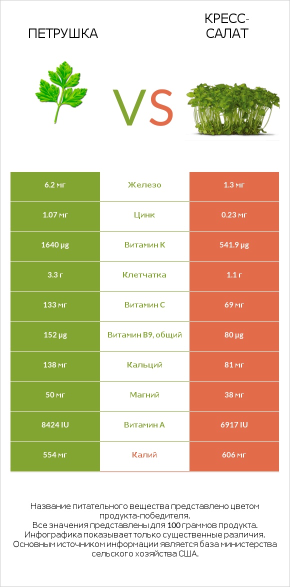 Петрушка vs Кресс-салат infographic