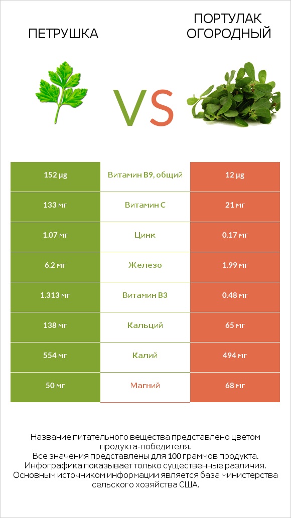 Петрушка vs Портулак огородный infographic