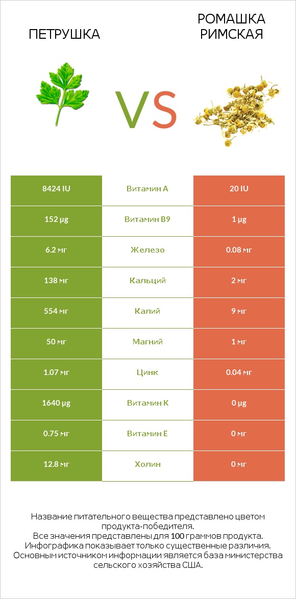 Петрушка vs Ромашка римская infographic