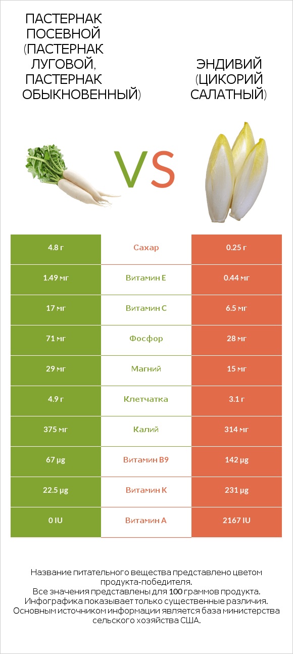 Пастернак vs Эндивий infographic