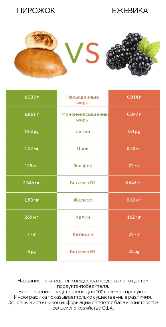 Пирожок vs Ежевика infographic