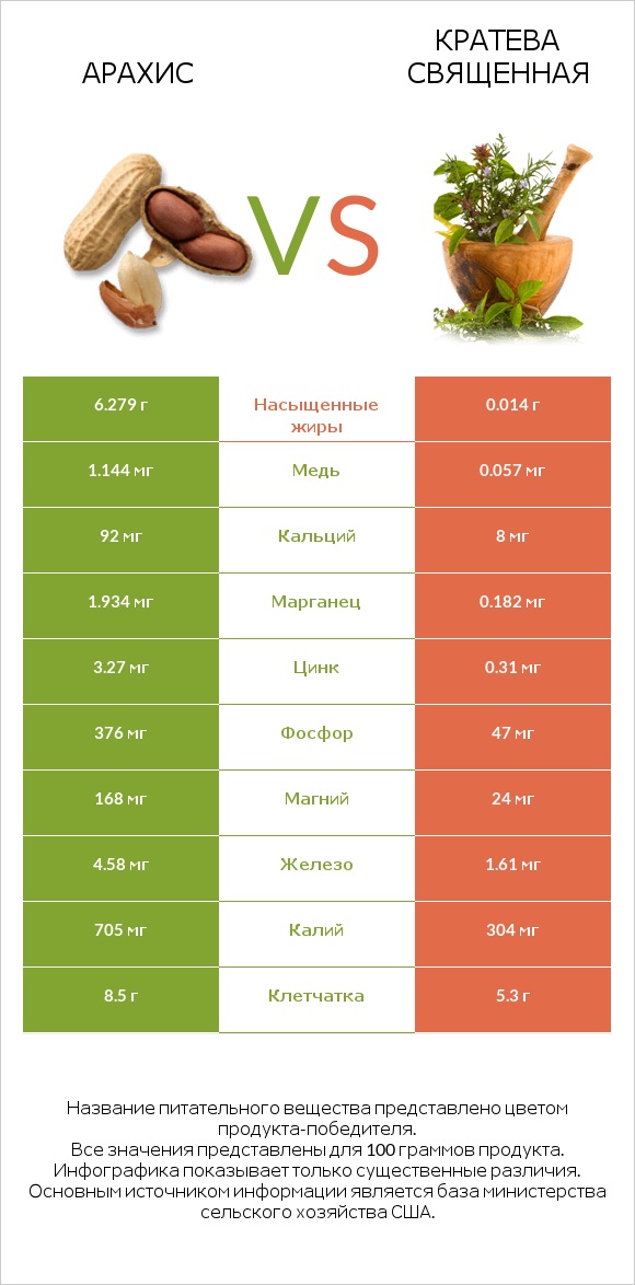 Арахис vs Кратева священная infographic