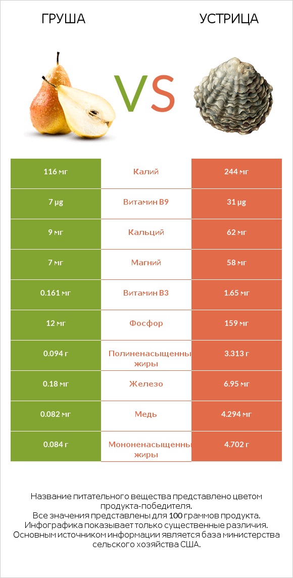 Груша vs Устрица infographic
