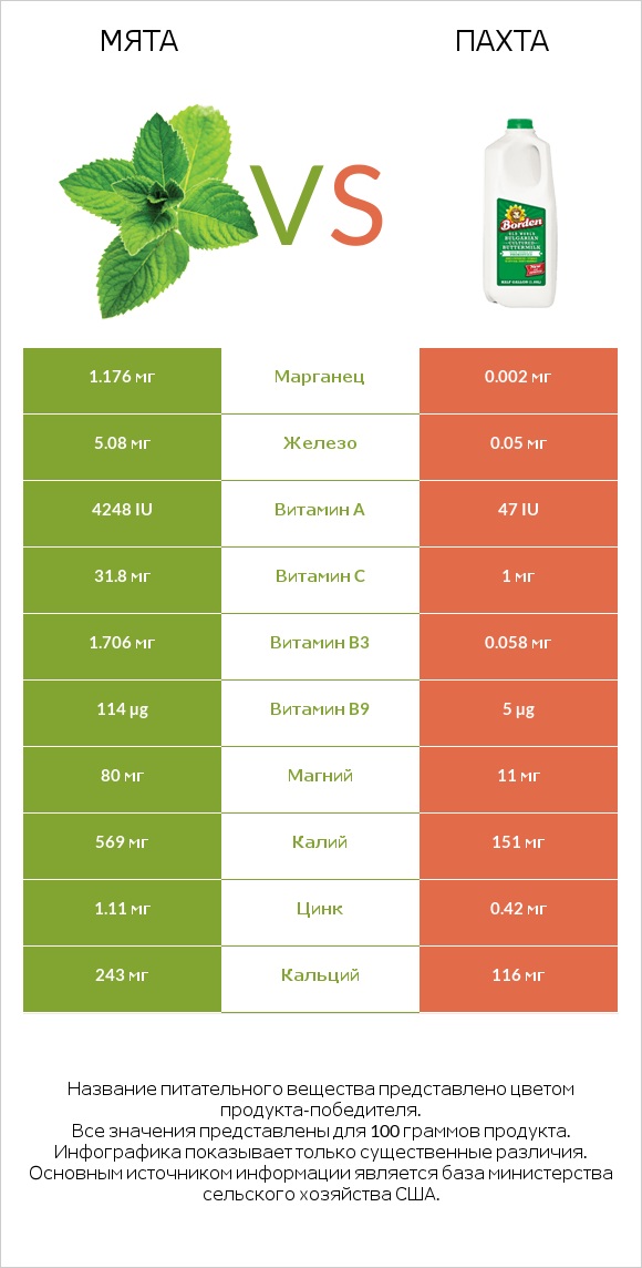 Мята vs Пахта infographic