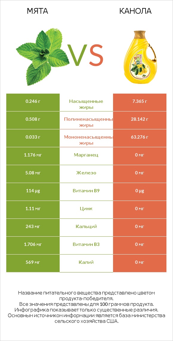 Мята vs Канола infographic