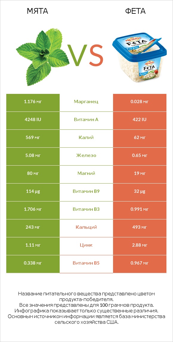 Мята vs Фета infographic