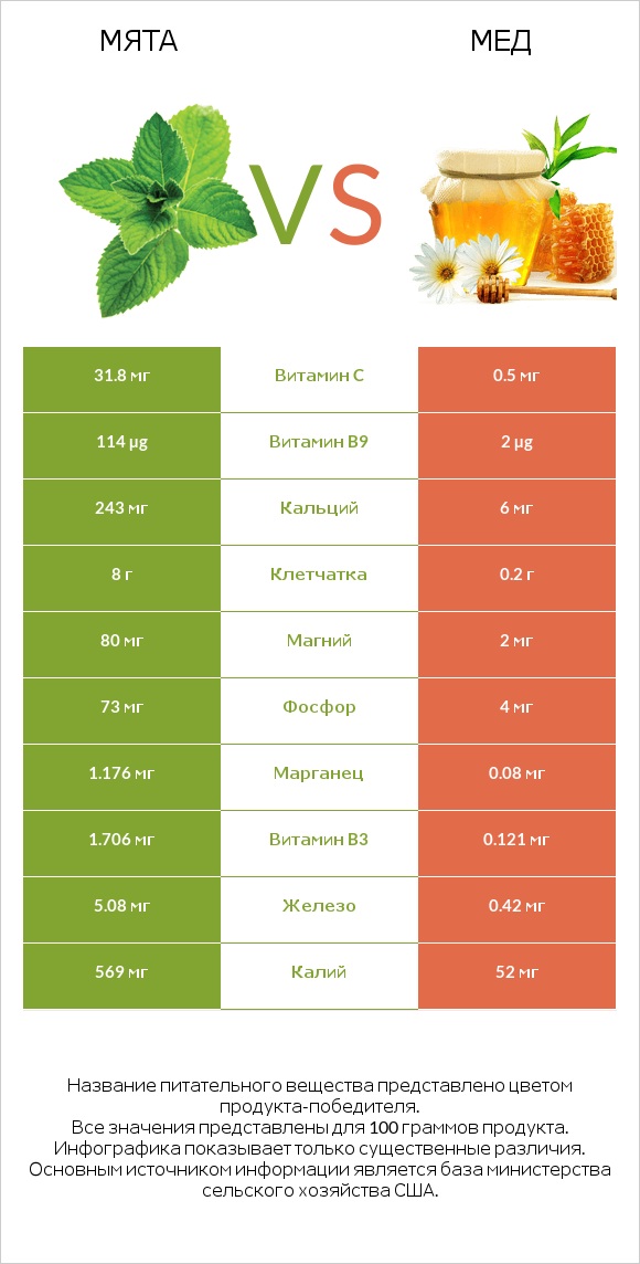 Мята vs Мед infographic