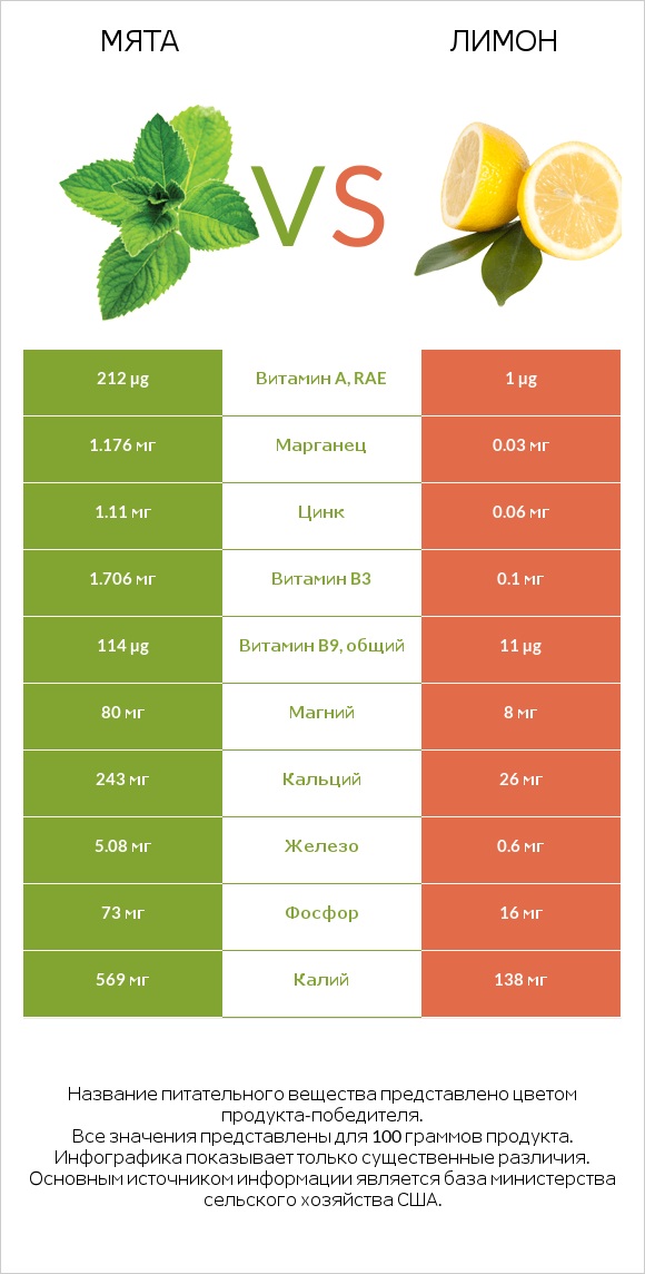 Мята vs Лимон infographic