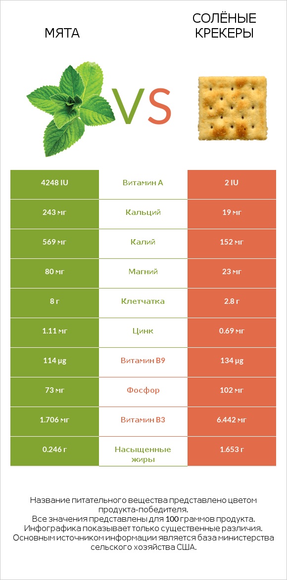 Мята vs Солёные крекеры infographic