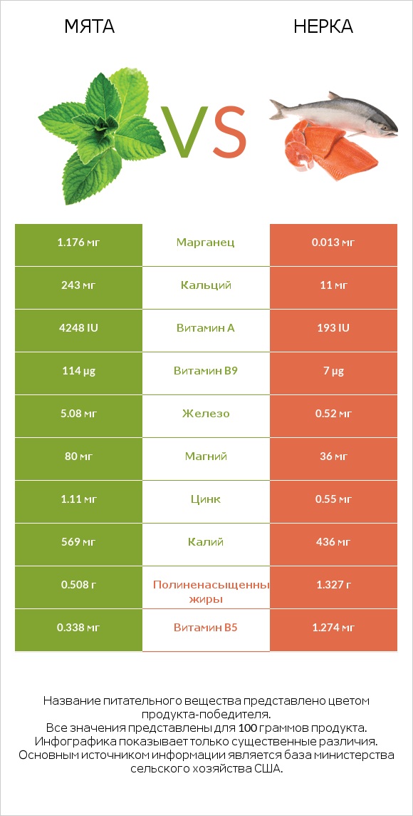 Мята vs Нерка infographic