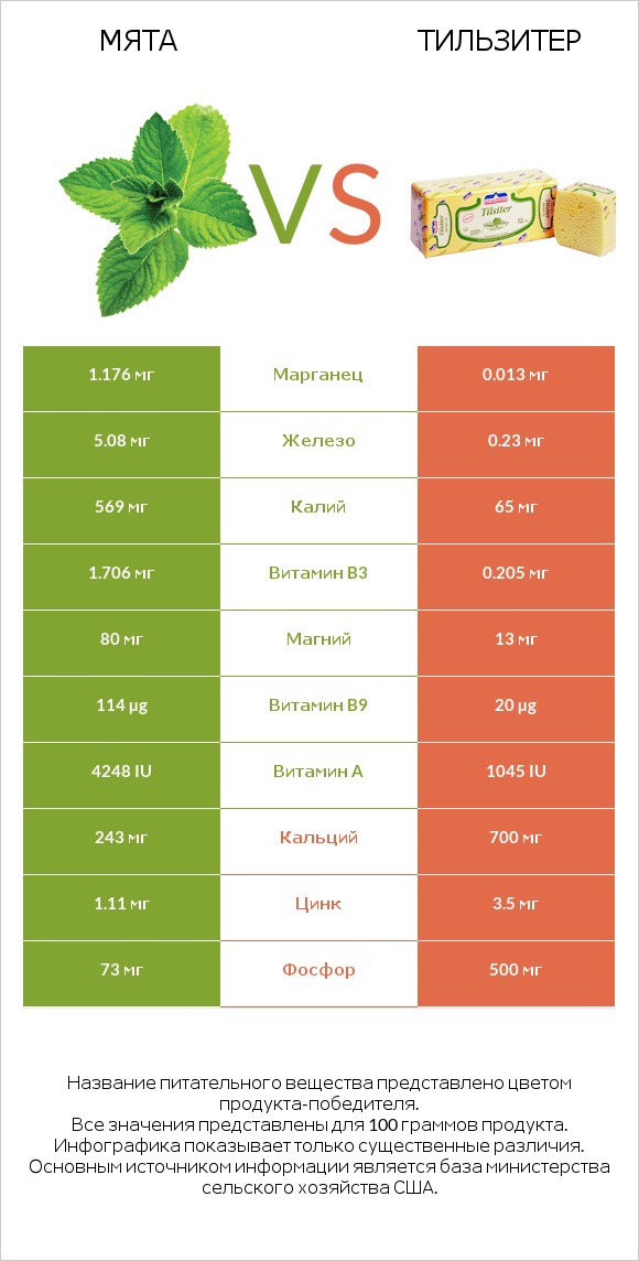 Мята vs Тильзитер infographic