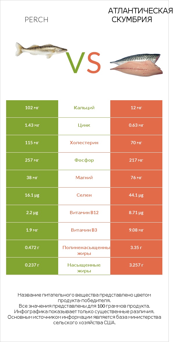 Perch vs Атлантическая скумбрия infographic