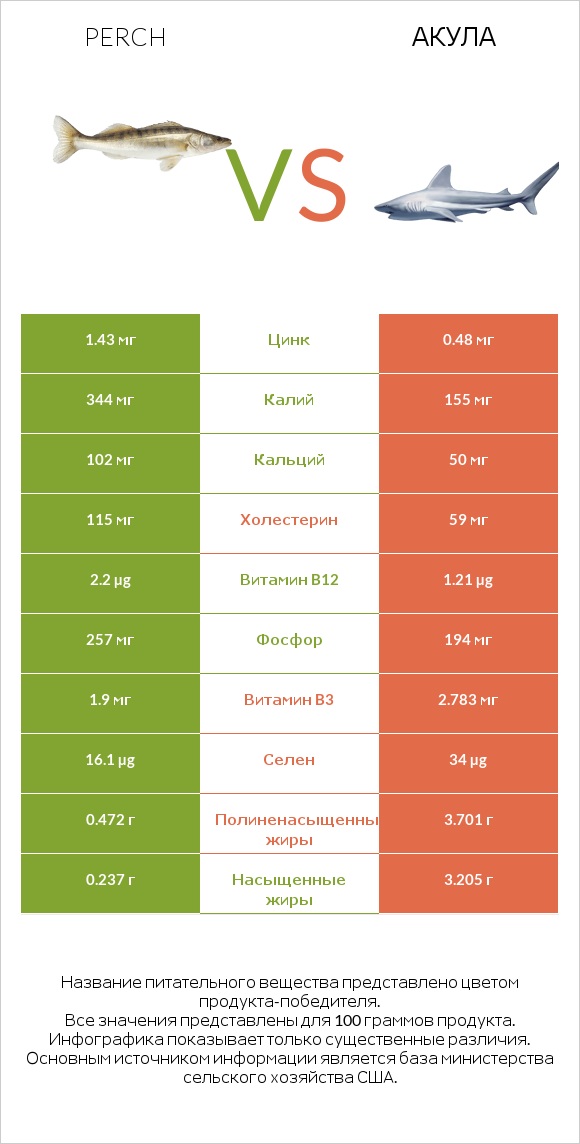 Perch vs Акула infographic