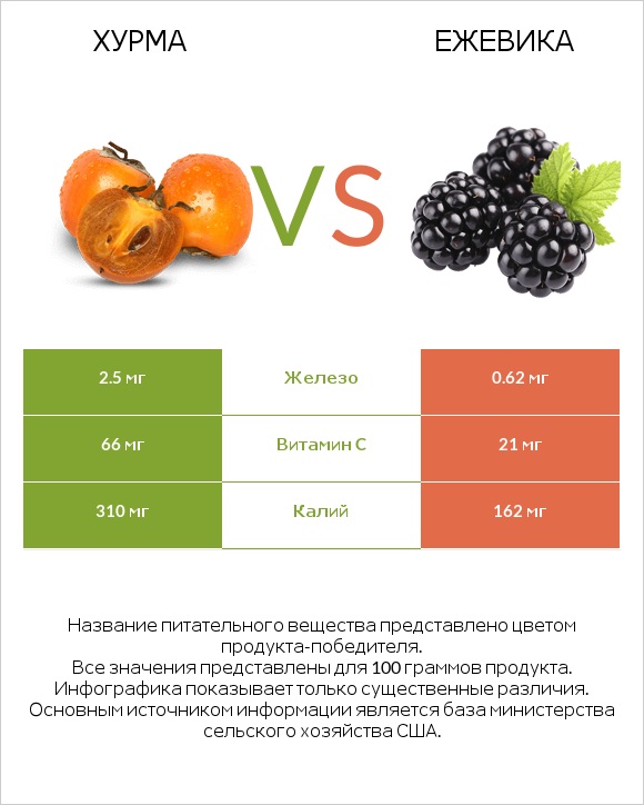 Хурма vs Ежевика infographic