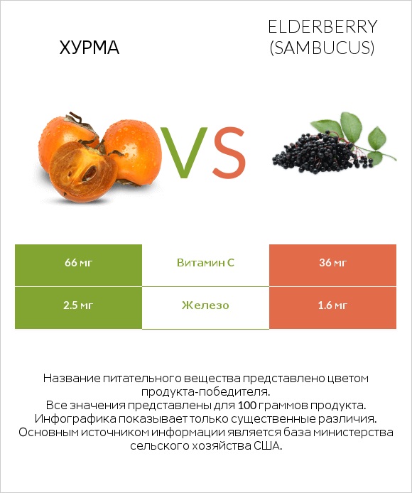 Хурма vs Elderberry infographic