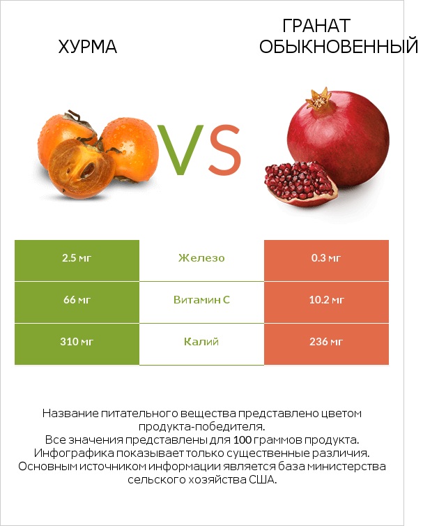 Хурма vs Гранат обыкновенный infographic