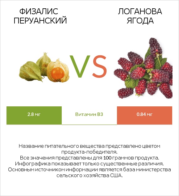 Физалис перуанский vs Логанова ягода infographic