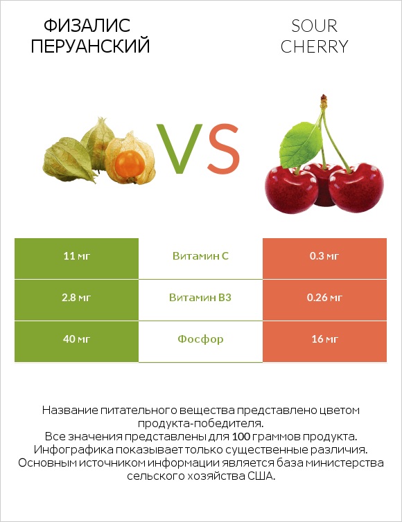 Физалис перуанский vs Sour cherry infographic