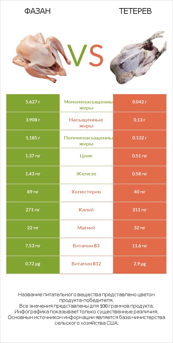 Фазан vs Тетерев infographic